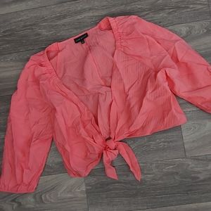 Lane Bryant coral plus size 22/24 front tie blouse shrug